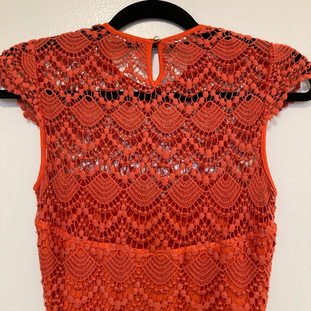 Crocheted orange cocktail dress